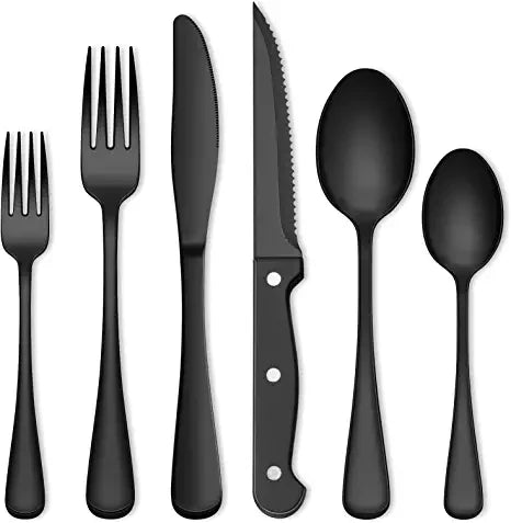 Food-Grade Stainless Steel Cutlery Set Steak Knives Black Silverware Set Black Silverware Set