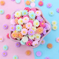 Flower Daisy Cabochons Resin Flatback Cabochons for Jewelry Making Phone Case Decor Hair Accessories Fairy Garden Deco