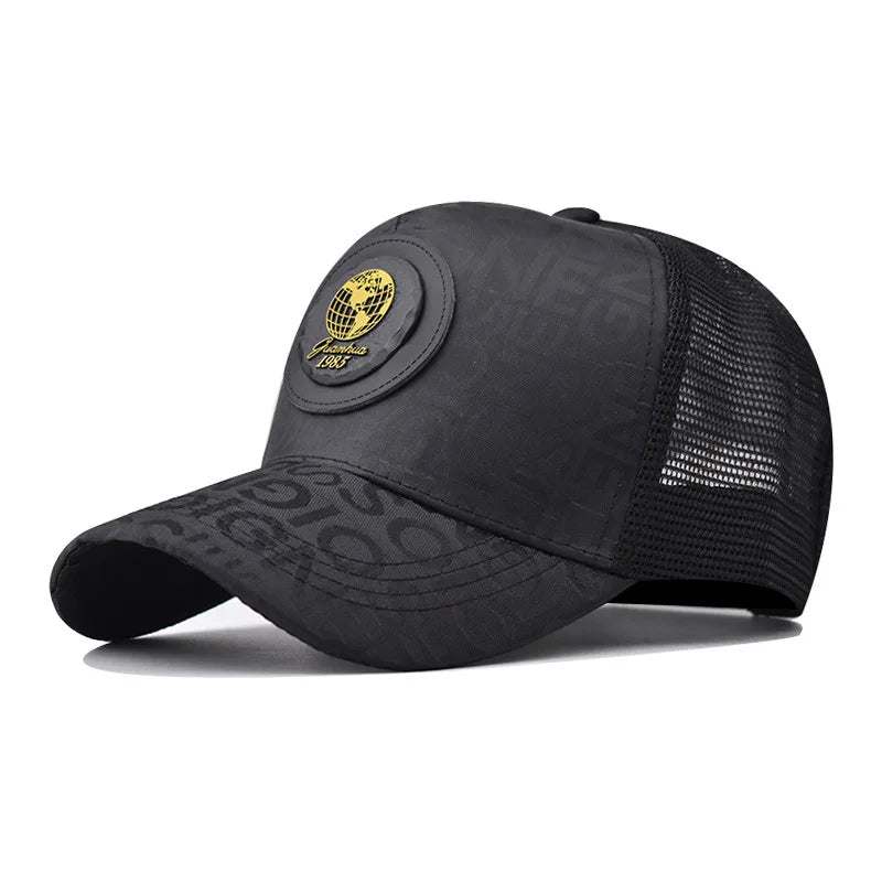 Vintage Street Casual 3D Embroidered Letter Big Logo Unisex Baseball Cap 100% Polyester Mesh Fabric Double Breasted Buckle