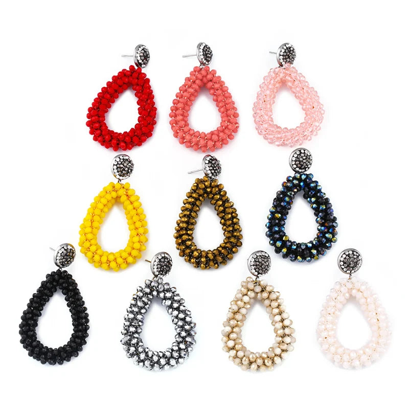 ASJEWELRY Oorbellen Aretes Bohemia Handmade Woven Beaded Earrings Crystal Seed Beads Teardrop Earrings for Women 2312 Ersn30