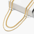 Waterproof Gold Chain Layered Necklace for Men Hiphop Mens Stainless Steel 18K Gold Cuban Link Chain Rope Chain Layered Necklace