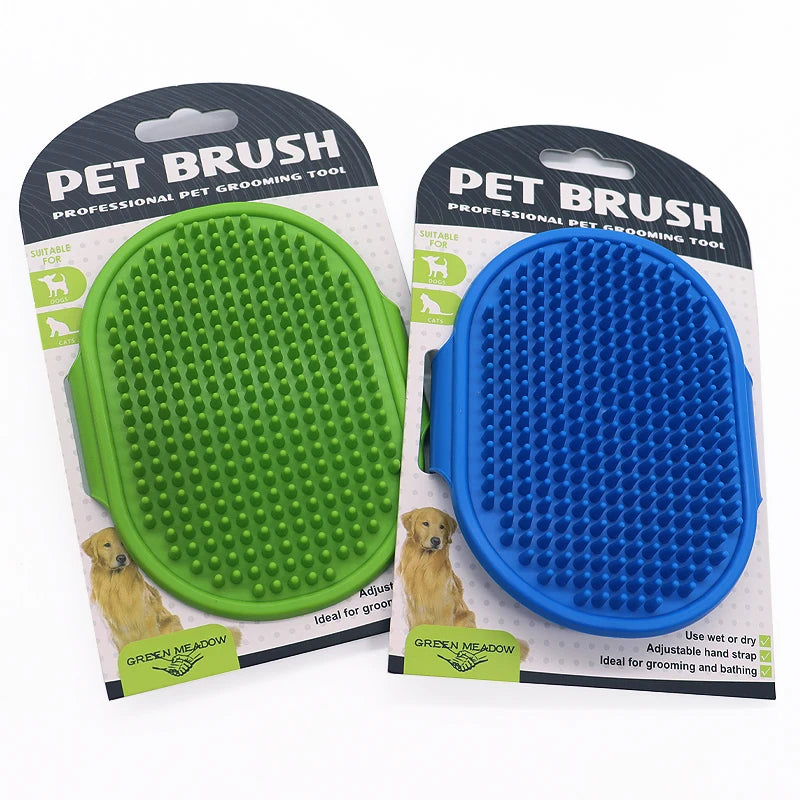 Factory Price Dog Soothing Massage Rubber Comb Pet Cat Dog Cleaning Grooming Shampoo Bath Brush with Adjustable Ring Handle