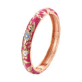 Daili Women's Classic Charm Enameled Cuff Bangles Wholesale Anniversary Pink Flowers Colorful Zinc Alloy Gold Plating Bracelets