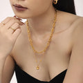 YF6056 Stainless Steel Double Layer Jewelry 18k Gold Plated Mickey Pendant Necklace Waterproof