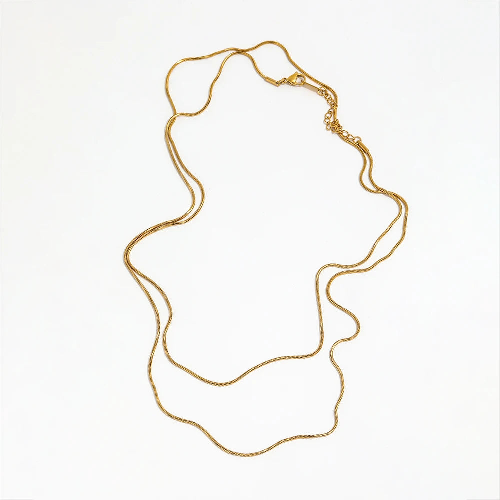Joolim Jewelry 18K Gold Plated Dainty Square Snake Chain Necklace Stainless Steel Jewelry Wholesale 6mm