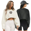 Women's Cropped Top Sweatshirts Long Sleeve Tshirt Crew Neck Custom Printing Blank Streetwear Style Hooded for Autumn Winter