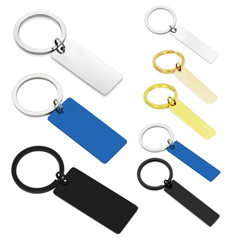 Custom Sublimated Glossy Stainless Steel Digital Voice Recording Keychain Rectangle Vintage Engraved Lightweight Waterproof DIY