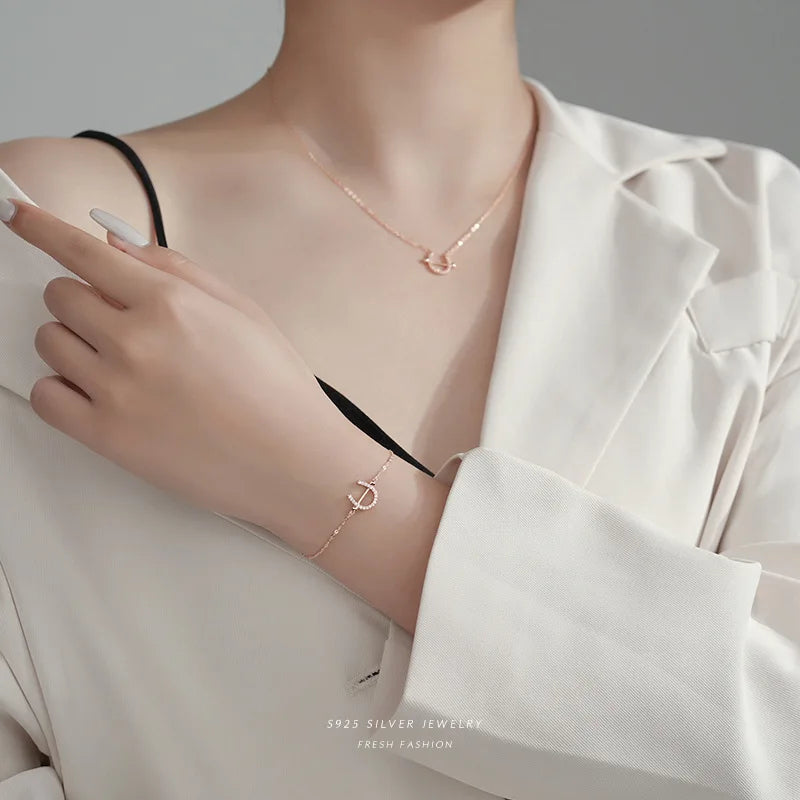 QUSEDINY Fashion Jewelry Wholesale Rose Gold 925 Sterling Silver Pendant Necklace for Women