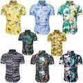 S-2XL Summer Men Floral Tops Casual Hawaiian Shirt Short Sleeve Cotton Lapel Button Camisa Hombre Eye-Catching Seaside Shirts