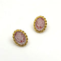 Elegant 3D Flower Carved Sterling Silver Earrings Classic Cameo 3D Court High Sense Enamel for Weddings Parties Bezel Setting