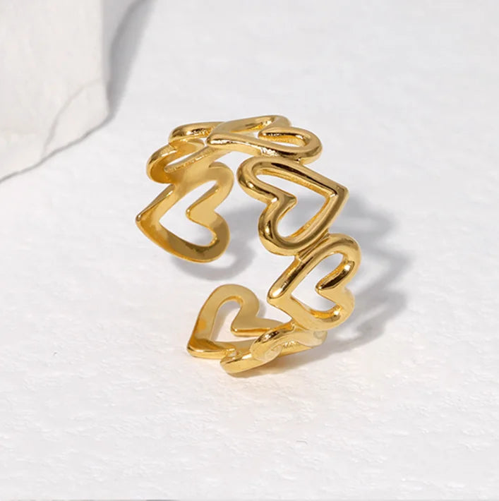 Adjustable Open Hollow Heart Ring for Women