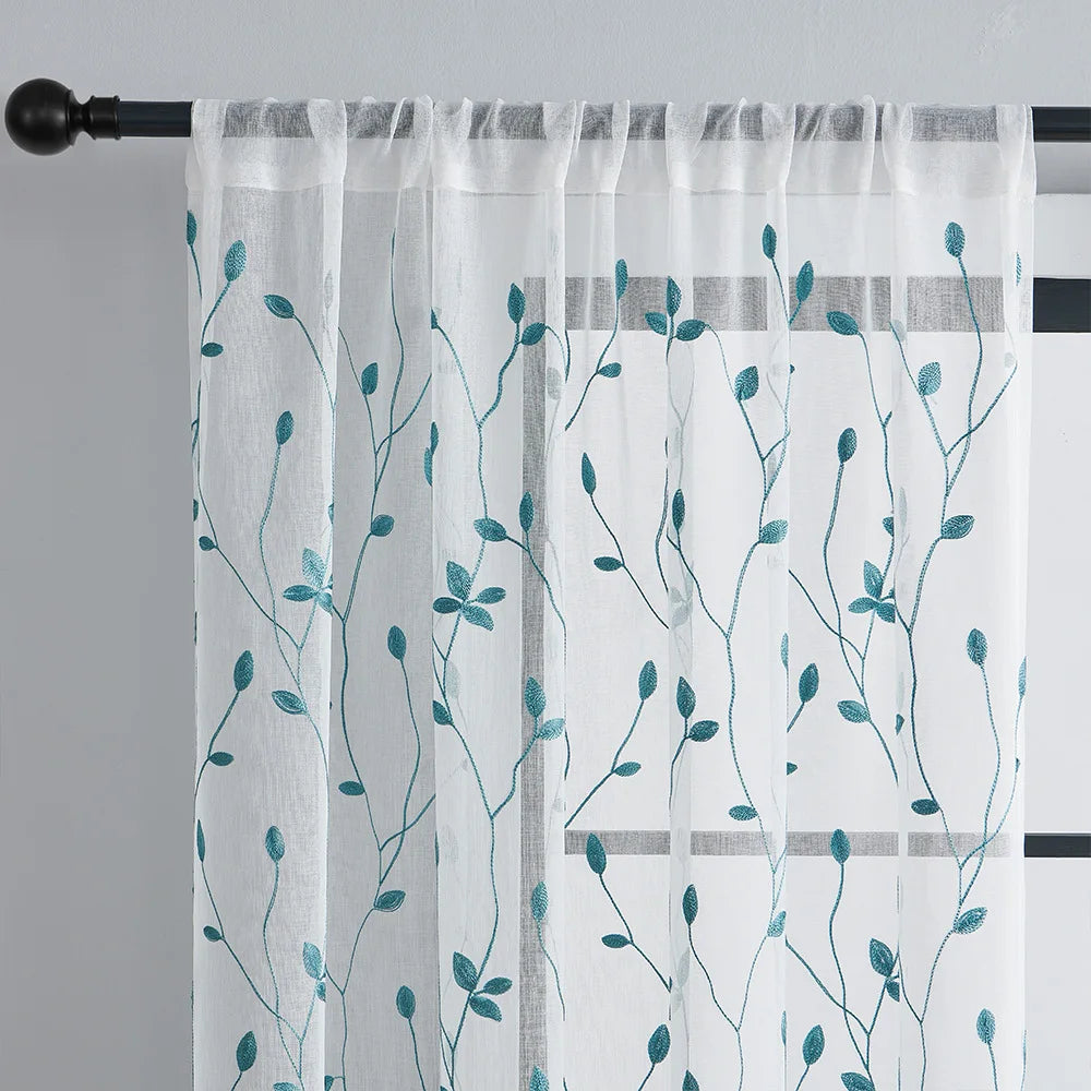 Xinlan Luxury Curtains Ready Made Tulle Curtain  Living Room Dolly Embroidery Curtains Set