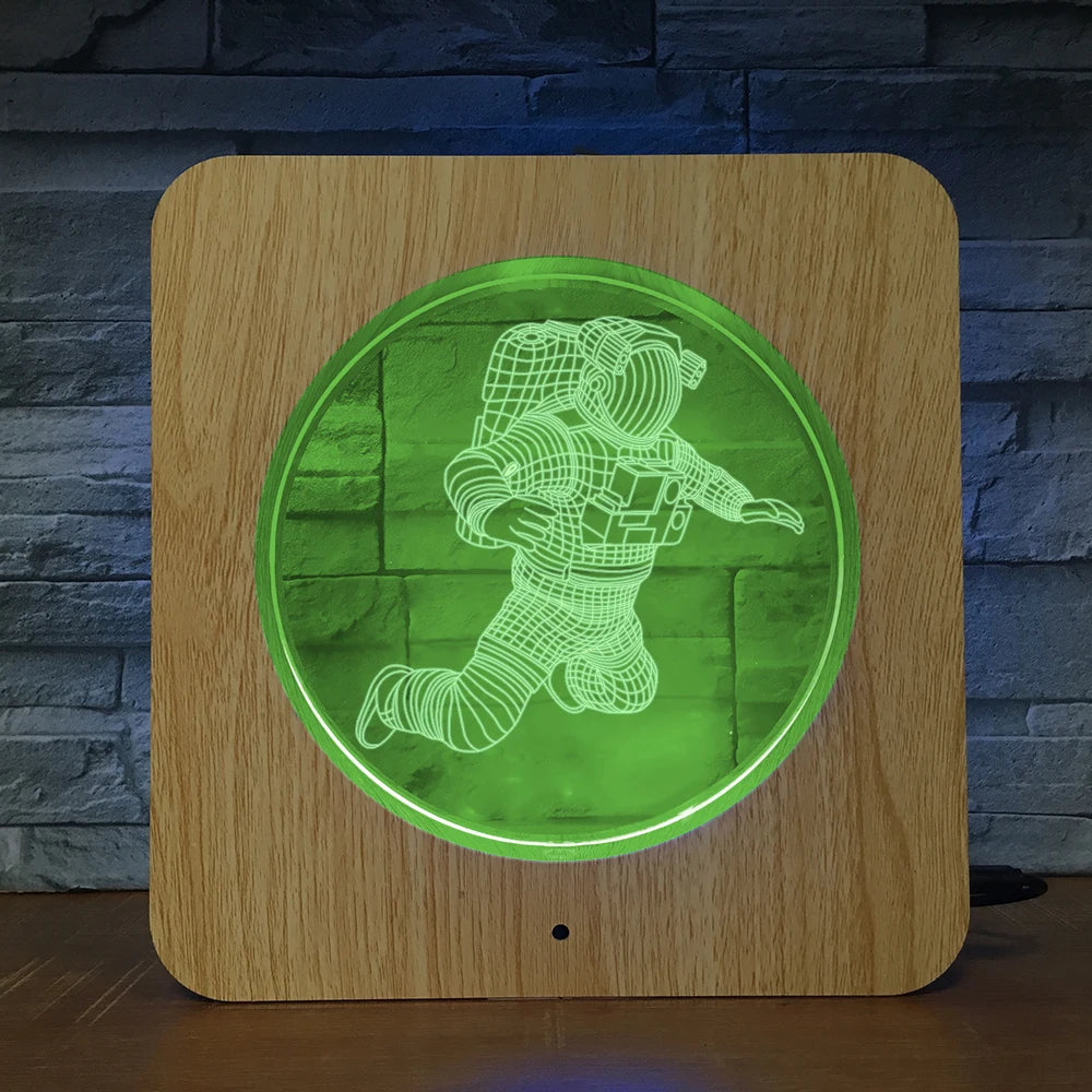 Astronaut Spaceman Universe Series 3D Wood Colored Plastic LED Night Light OEM Acrylic Lamp Base Decoration Photo Frame