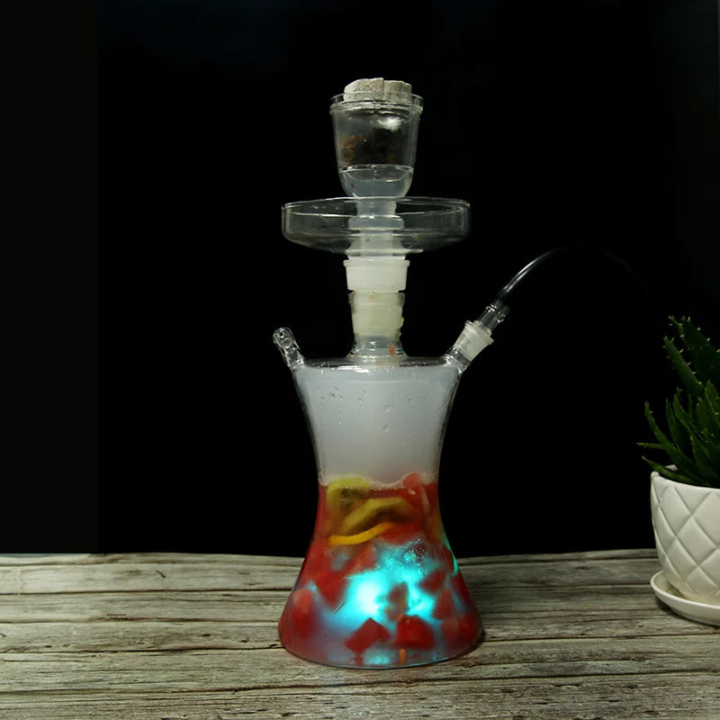 Wholesale Classic Hot Russian Style Glass Hookah Shisha LED Light Narguile Chicha Free Shape Gift Box Packaging for Smoking