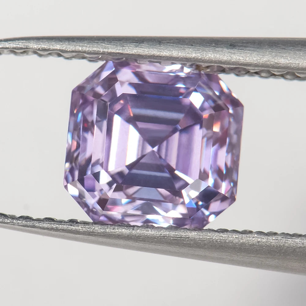 XINGYUEGEMS Super Cut Solitaire Purple Color 6mm Pass Diamond Tester Vvs Loose Stone Asscher Lab Created Moissanite Color Play