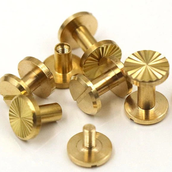 Brass Copper Belt Button Flat Sun Flower Head Screws Chicago Binding Screws Leather Accessories Rivet