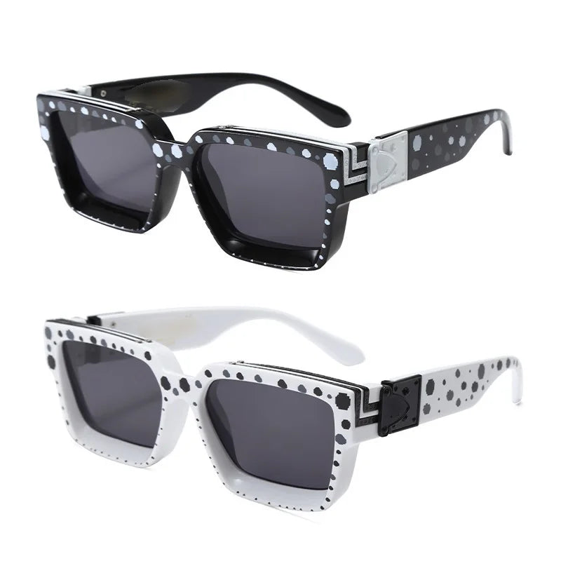 Millionaires Premium Square Sunglasses for Men Women UV400 Luxury Style Travel Eyewear in Blue White Frames Outdoor Activities