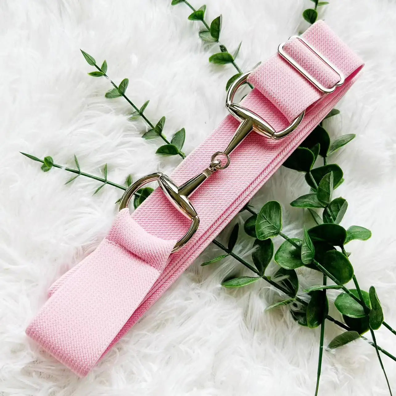 Horse Back Riding Belt Silver Snaffle Bit Buckle Equestrian Belt for Rider Fabric Elastic Belt Customization Label