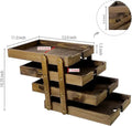 4-level retro brown wood expandable organizer tray for office desktop folders letters bills mail and stationery