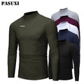 PASUXI New Arrival Fashion Plus Size Breathable Turtleneck Pullover Solid Color Base Long Sleeve T Shirt for Men