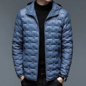 Lightweight Warm Men's Down Jacket Hooded Short 90% Down Jacket Solid Color Men's Fashion New Autumn/Winter