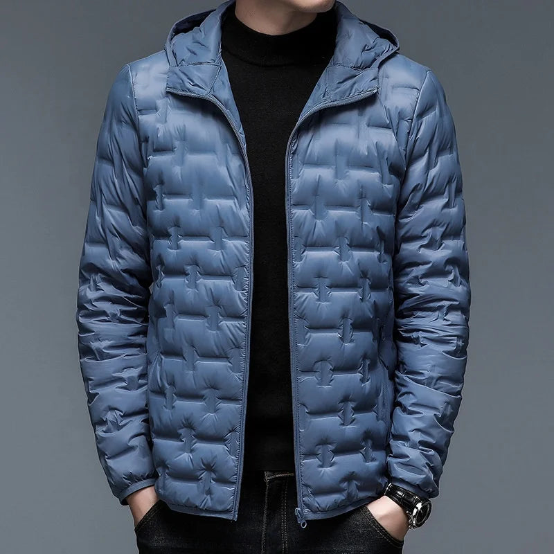 Lightweight Warm Men's Down Jacket Hooded Short 90% Down Jacket Solid Color Men's Fashion New Autumn/Winter