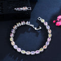 Summer Multi Color Cubic Zirconia Silver Plated Gorgeous Bracelet for Women Luxury Wedding Party Jewellery Fashion Accessories