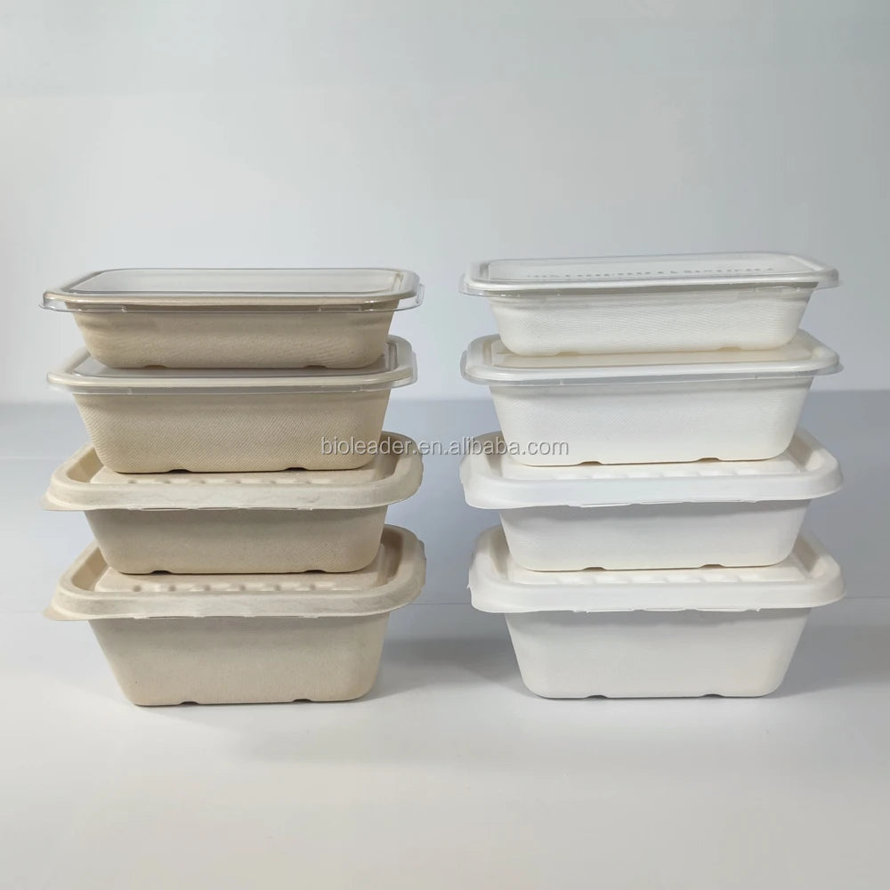 Disposable Sugarcane Bagasse Pulp Food Tray Container Box Matt Lamination Embossing for Chewing Gum Sushi Box Type Folders