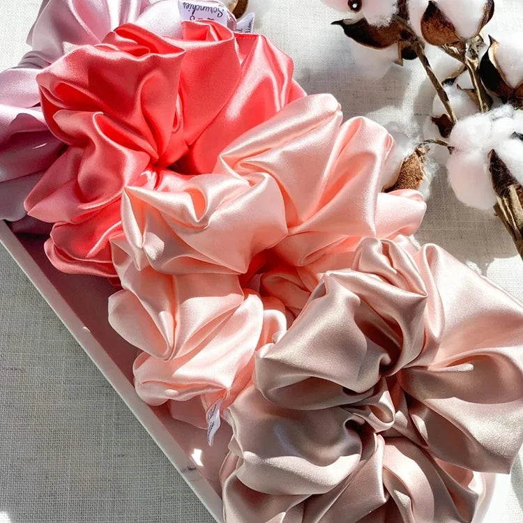 Custom Large Silk Hair Ties Scrunchies Set Oversized Wholesale 100% Pure Mulberry Silk Scrunchie for Hair Care