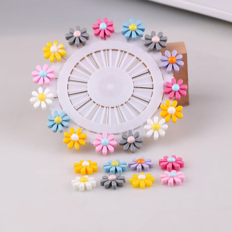 Factory Wholesale Multi-Color Long Needle Brooches New Style Sun Flower Daisy Hijab Scarf Brooches for Muslim Wedding Gifts