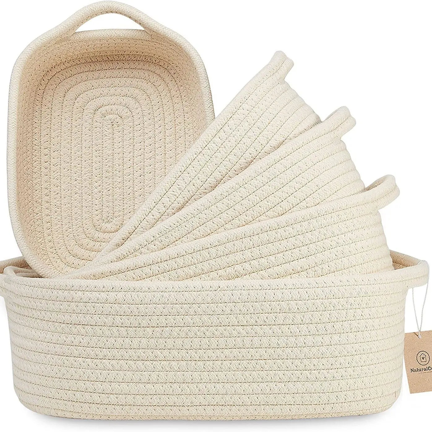 Nordic Style INS Five-Piece Foldable Cotton Rope Storage Basket Set Organizer for Home Baby Laundry Snack Toy Storage