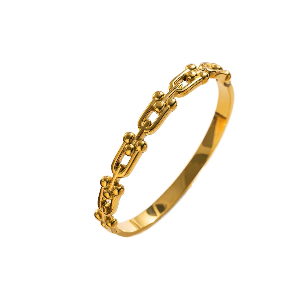 Fenyi Wholesale 18K Gold-plated Stainless Steel Simple U-shaped Horseshoe Buckle Ladies Bracelet Woman Jewelry