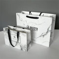 Custom Printed Coated Paper Shopping Gift Bags with Offset Printing Recycled Materials Marble Design for Watch Packaging