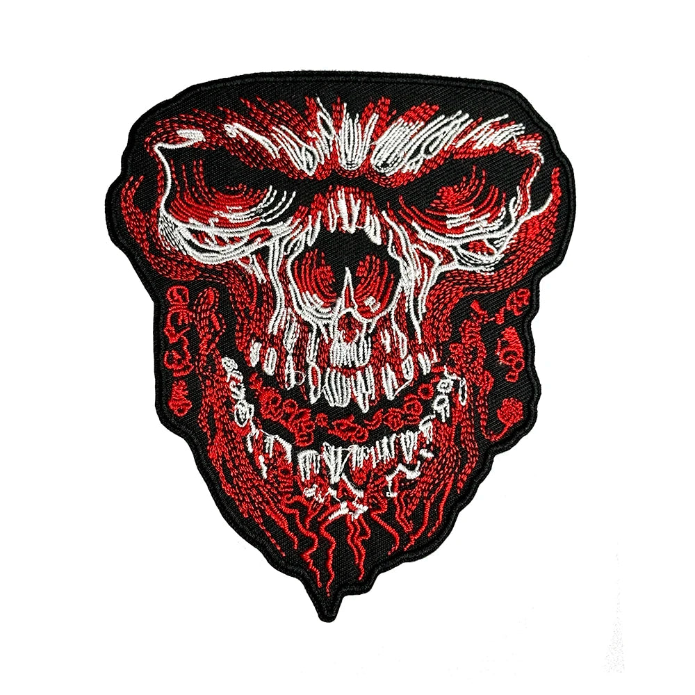 Skull Masked Motorcycle Punk Biker Jacket Embroidered Patches Ready Ship Custom Iron on Embroidery Patches