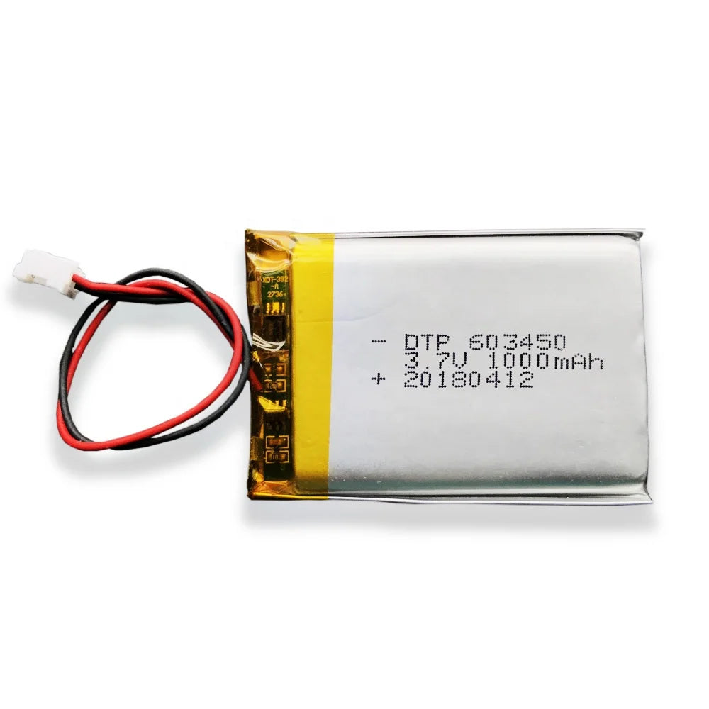 DTP603450 3.7V 1000mAh Li Polymer Battery with UN38.3/MSDS/KC Certificates