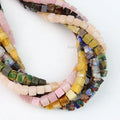 Natural Box Gemstone Bead Hand Cut Smooth Cube Stone Beads for DIY Jewelry Making Beads Supplies 2 3 4 6 8mm 38cm Strand