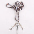 Fashion Women Mini 6mm African Turquoise Beads Necklace Crystal Natural Stone lava Heart Pendant Necklace Western Jewelry