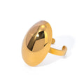 J&D Minimalist Glossy Surface Stainless Steel Rings 18K Gold Plated Oval Polished Open Rings for Women