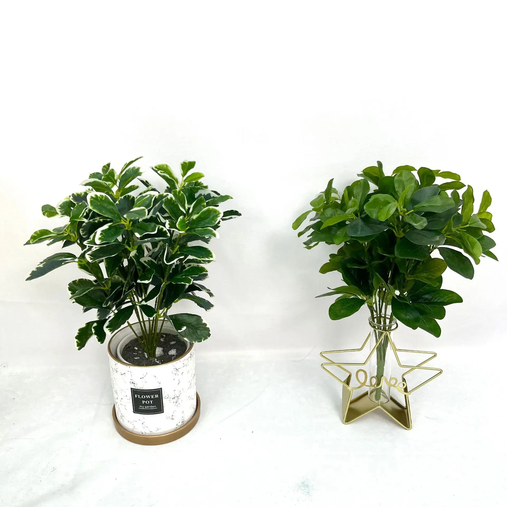 Direct Sale of Artificial Green Plant Single Branch Fiddle Leaf Fig Tree 7 Heads 9 Heads Duck Foot Wood Small Green Plant