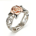 Huitan Eternity Anillos Rose Gold Rose Flower Hollow Carved Rings Wholesale Fever Lady Girls Silver Vintage Rings Women