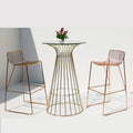 Luxury Design Art Deco Low Back Rose Gold Iron Frame Mesh High Counter Bar Chair