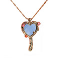 Fashion Ins Style Heart Shaped Mirror Necklace Cute Girl Jewelry Gold Plated Pendant Necklace for Women