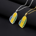 Saint Vincent Grenadines National Flag Map Pendant Necklace 18K Gold & Stainless Steel Link Chain for Anniversary