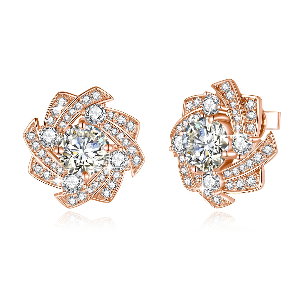 Brand OEM Fine Jewellery 925 Sterling Silver Woman Windmill Design 1ct Moissanite Diamond Luxury Earrings