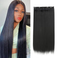 24" Thick Long Straight Hair Extensions Invisible Lace Weft Natural Soft Hairpieces One Piece 5 Clips in Hair Extensions