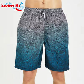 Wholesale Price Mens Swimwear Beachwear 4 Way Strength Fabric Custom Printing Swim Trunks Boardshorts for Men
