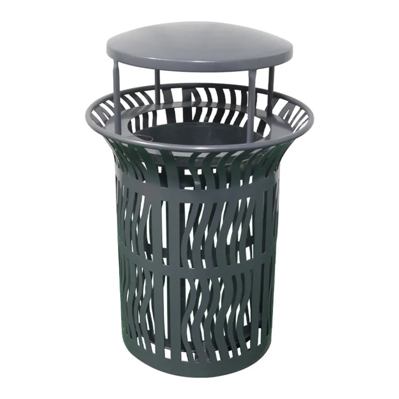 Outdoor Metal Trash Receptacle Garbage Can Outside Garden Street Creative Recycle Waste Bin Patio Commercial Steel Dustbin