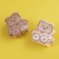 Midairy Personalized Sweet Beige Color Teddy Bear Acetate Hair Claw Clip for Girl Gift 5.7cm 4423