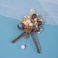 Custom Christmas Party Ornaments Pearl Flower Satin Ribbon Gift Brooch Decoration Wedding Corsage