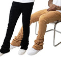 KY Raw Hem Black Men Stacked Flare Skinny Jeans Men's Stacked Jeans